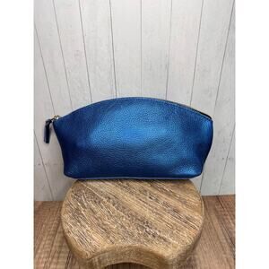 Portland Leather COMET BLUE Eclipse Makeup Bag FAST SHIP Blue Leather Bag NEW